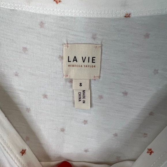 LA Vie Rebecca Taylor Women's Star Print Crewneck T-Shirt White Size Small - Picture 7 of 11